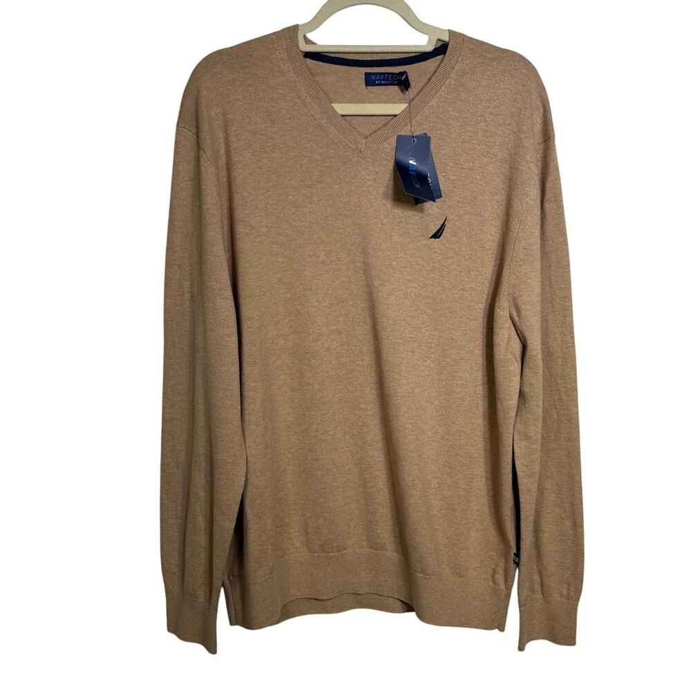 Nautica Men's Navtech Performance Classic-Fit Soft V-Neck Sweater Came XL $80